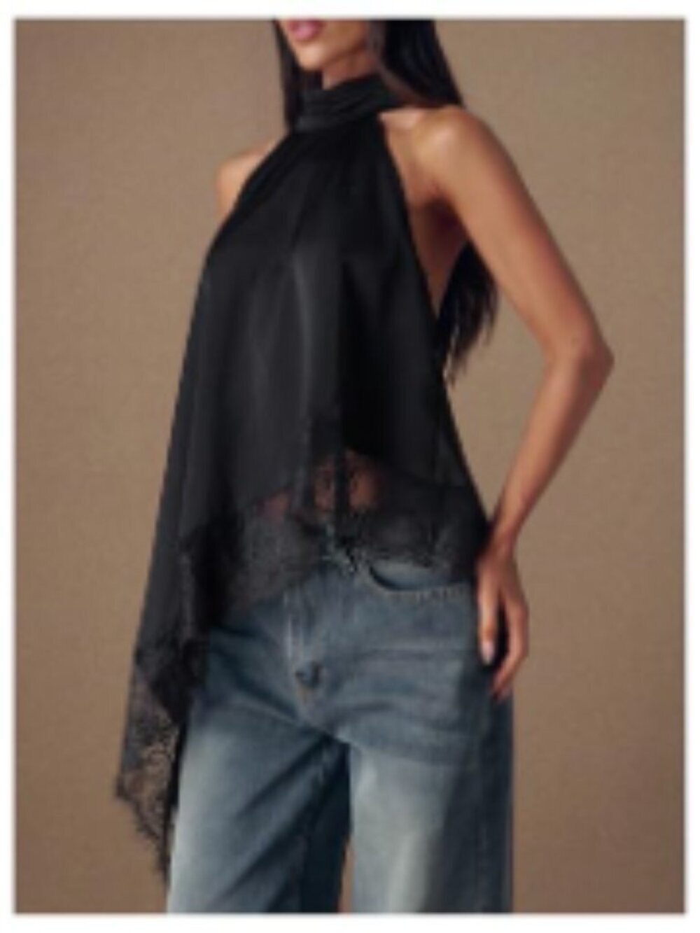 Women's Halter Neck Backless Cami Top Asymmetrical Hem Rave Club Going Out - Picture 5 of 7